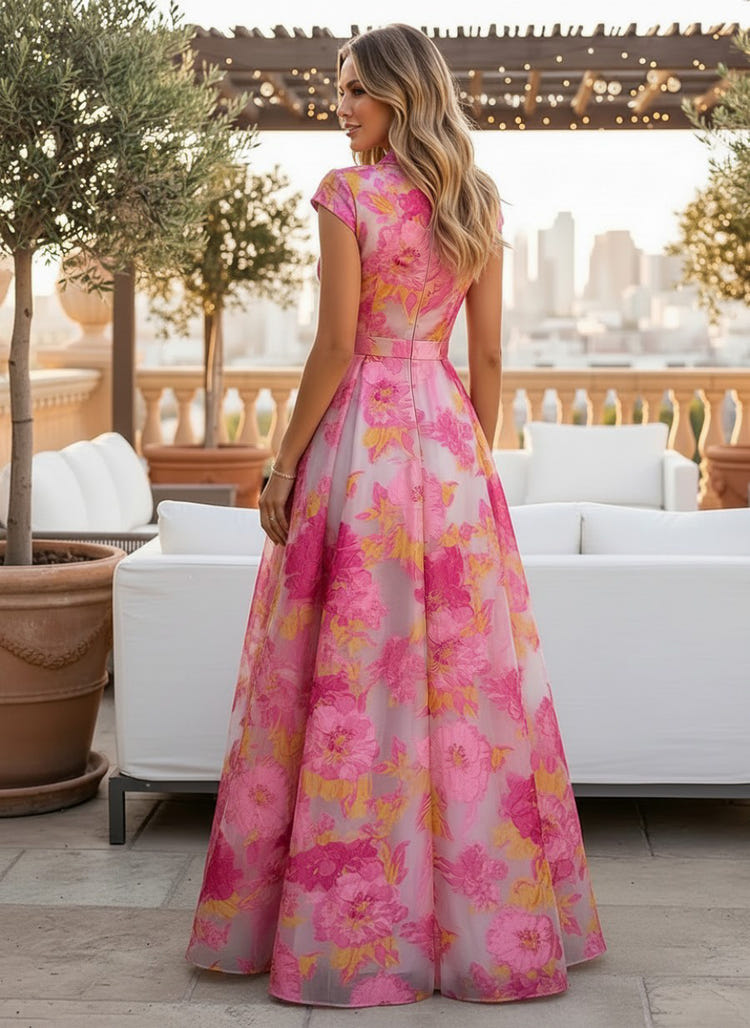Jacquard A-Line V Neck Mother of the Bride Dresses with Pleated