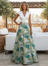 Jacquard A-Line V Neck Mother of the Bride Dresses with Pleated