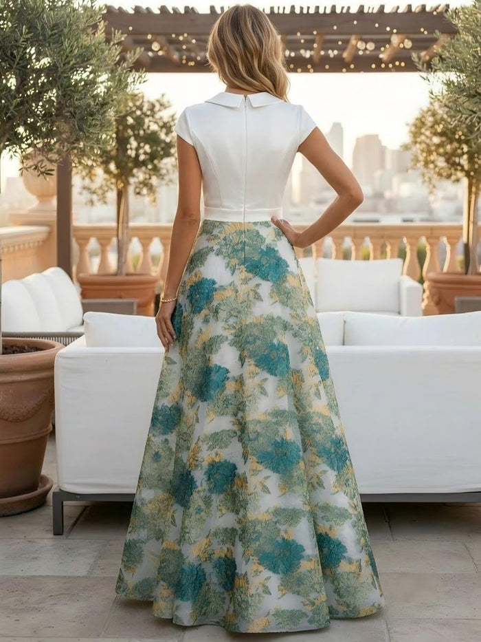 Jacquard A-Line V Neck Mother of the Bride Dresses with Pleated