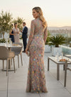 Tulle Mermaid V Neck Mother of the Bride Dresses with Floral Embroidery