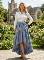 Satin A-Line Stand Colla Mother of the Bride Dresses with Pleated
