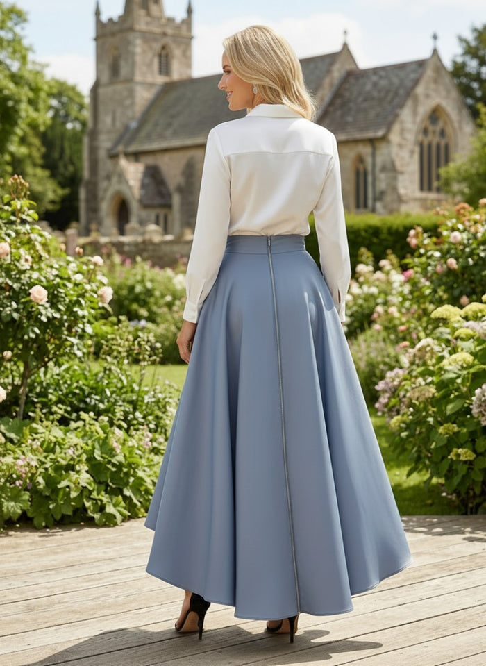 Satin A-Line Stand Colla Mother of the Bride Dresses with Pleated