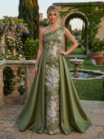 Jacquard A-Line One Shoulder Mother of the Bride Dresses with Wraps
