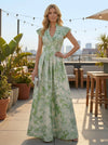 Jacquard A-Line V Neck Mother of the Bride Dresses with Pleated