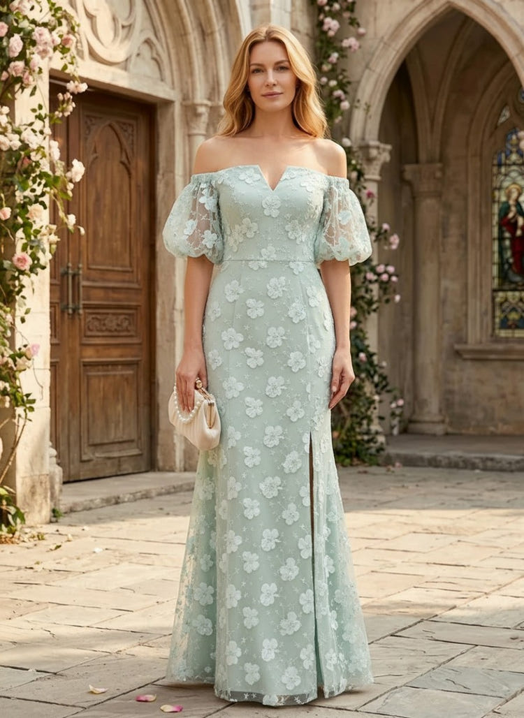 Tulle A-Line Off Shoulder Mother of the Bride Dresses with 3D Flowers