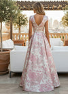 Jacquard A-Line Square Neck Mother of the Bride Dresses with Belt