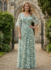 Tulle A-Line V Neck Mother of the Bride Dresses with 3D Flowers