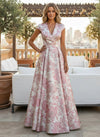 Jacquard A-Line V Neck Mother of the Bride Dresses with Pleated