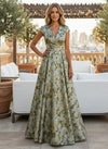Jacquard A-Line V Neck Mother of the Bride Dresses with Pleated