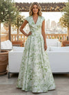 Jacquard A-Line V Neck Mother of the Bride Dresses with Pleated