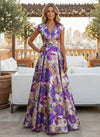 Jacquard A-Line V Neck Mother of the Bride Dresses with Pleated