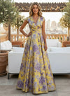 Jacquard A-Line V Neck Mother of the Bride Dresses with Pleated