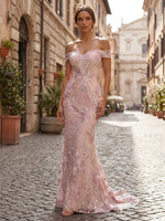 Tulle Mermaid Off Shoulder Mother of the Bride Dresses with Floral Embroidery