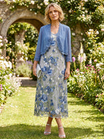 Tulle A-Line V Neck Mother of the Bride Dresses with Jacket