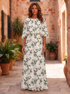 Satin A-Line Crew Neck Mother of the Bride Dresses with Floral Print
