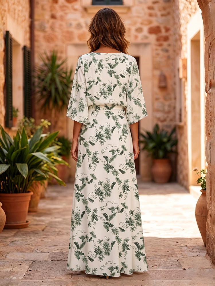 Satin A-Line Crew Neck Mother of the Bride Dresses with Floral Print