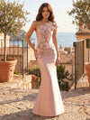 Satin Mermaid One Shoulder Formal Dresses with 3D Flowers