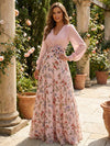 Chiffon A-Line V Neck Mother of the Bride Dresses with Floral Print