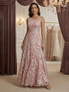 Tulle A-Line Asymmetric Neck Mother of the Bride Dresses with Floral Embroidery