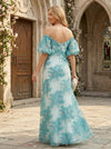 Jacquard A-Line Off Shoulder Mother of the Bride Dresses with Side Slit