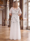 Chiffon A-Line Crew Neck Plus Size Mother of the Bride Dresses with Sequin Embroidery