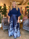 Satin A-Line Crew Neck Plus Size Mother of the Bride Dresses with Floral Embroidery