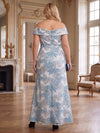 Jacquard Mermaid Off Shoulder Plus Size Mother of the Bride Dresses with Ruffles