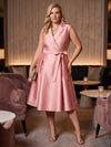 Satin A-Line V Neck Plus Size Mother of the Bride Dresses with Bow