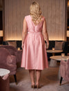 Satin A-Line V Neck Plus Size Mother of the Bride Dresses with Bow