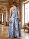 Jacquard A-Line One Shoulder Plus Size Mother of the Bride Dresses with Ruffles