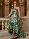 Jacquard A-Line One Shoulder Plus Size Mother of the Bride Dresses with Ruffles
