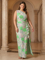 Jacquard Sheath One Shoulder Plus Size Mother of the Bride Dresses with Ruffles