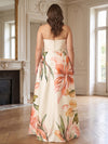 Satin A-Line Strapless Plus Size Mother of the Bride Dresses with Floral Print
