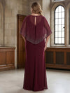Chiffon Mermaid Crew Neck Plus Size Mother of the Bride Dresses with Caps