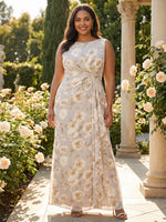 Chiffon Sheath Crew Neck Plus Size Mother of the Bride Dresses with Floral Print