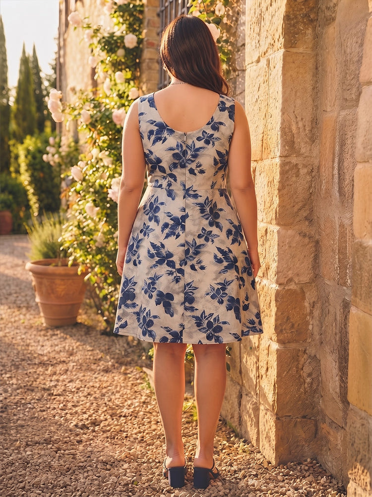 Jacquard A-Line V Neck Floral Plus Size Mother of the Bride Dresses