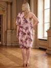 Chiffon Sheath One Shoulder Plus Size Mother of the Bride Dresses with Floral Print