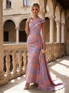 Jacquard Mermaid One Shoulder Mother of the Bride Dresses with Train