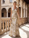Jacquard Mermaid V Neck Mother of the Bride Dresses with Shawl