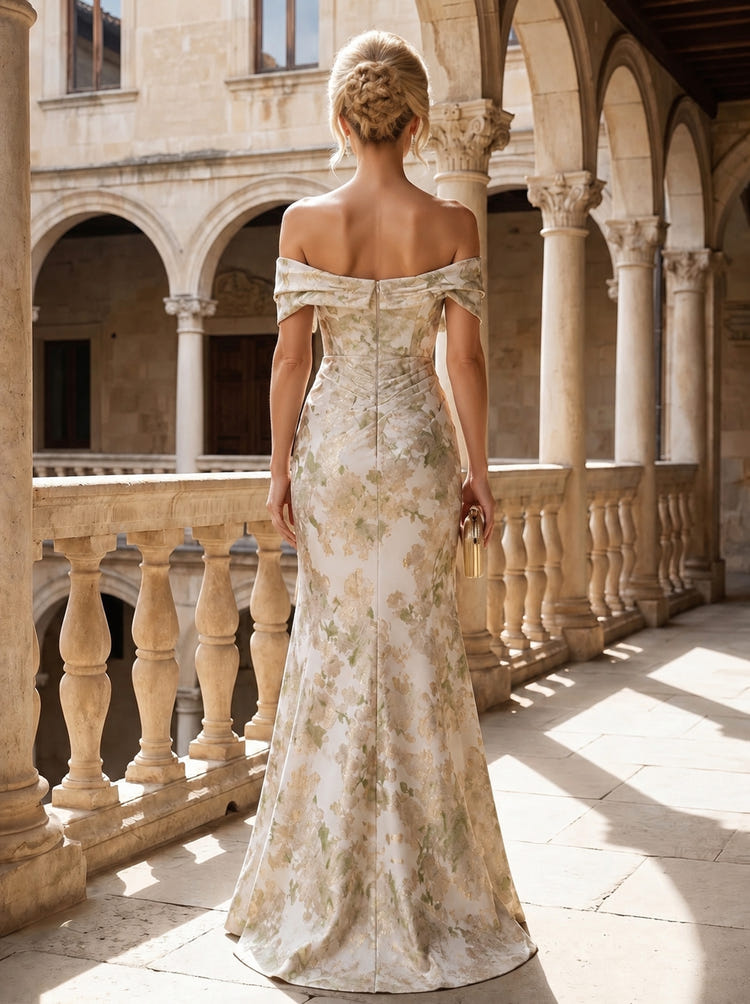 Jacquard Mermaid Off Shoulder Mother of the Bride Dresses