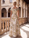 Jacquard A-Line Off Shoulder Pleated Mother of the Bride Dresses