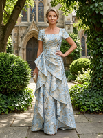 Jacquard A-Line Square Neck Mother of the Bride Dresses with Ruffles