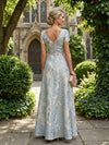 Jacquard A-Line Square Neck Mother of the Bride Dresses with Ruffles