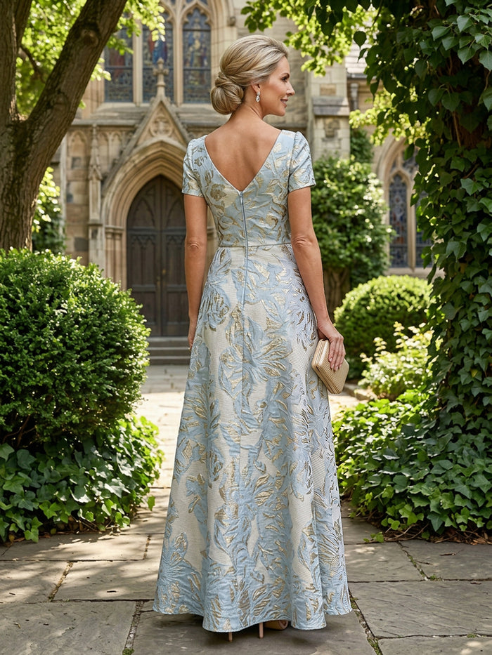 Jacquard A-Line Square Neck Mother of the Bride Dresses with Ruffles