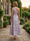 Jacquard A-Line One Shoulder Mother of the Bride Dresses with Ruffles