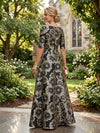 Jacquard A-Line Crew Neck Mother of the Bride Dresses with Ruffles