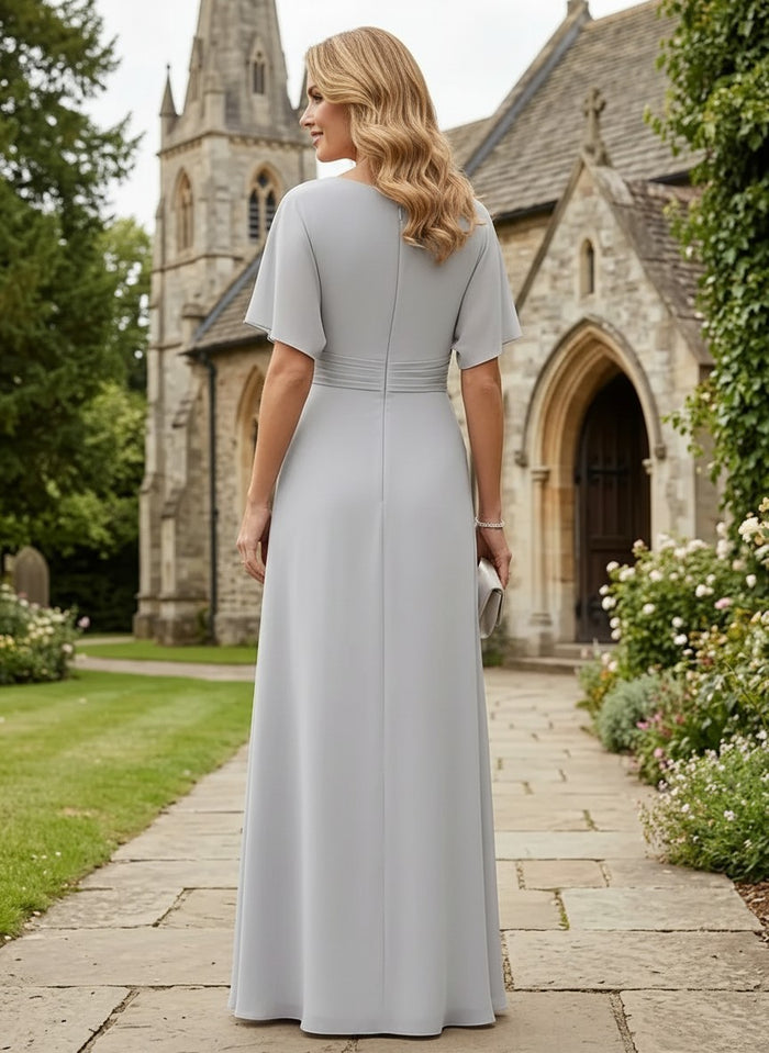 Chiffon A-Line V Neck Pleated Mother of the Bride Dresses