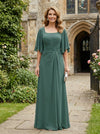 Chiffon A-Line Square Neck Pleated Mother of the Bride Dresses