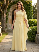 Chiffon A-Line One Shoulder Pleated Mother of the Bride Dresses