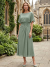 Chiffon A-Line Crew Neck Pleated Mother of the Bride Dresses